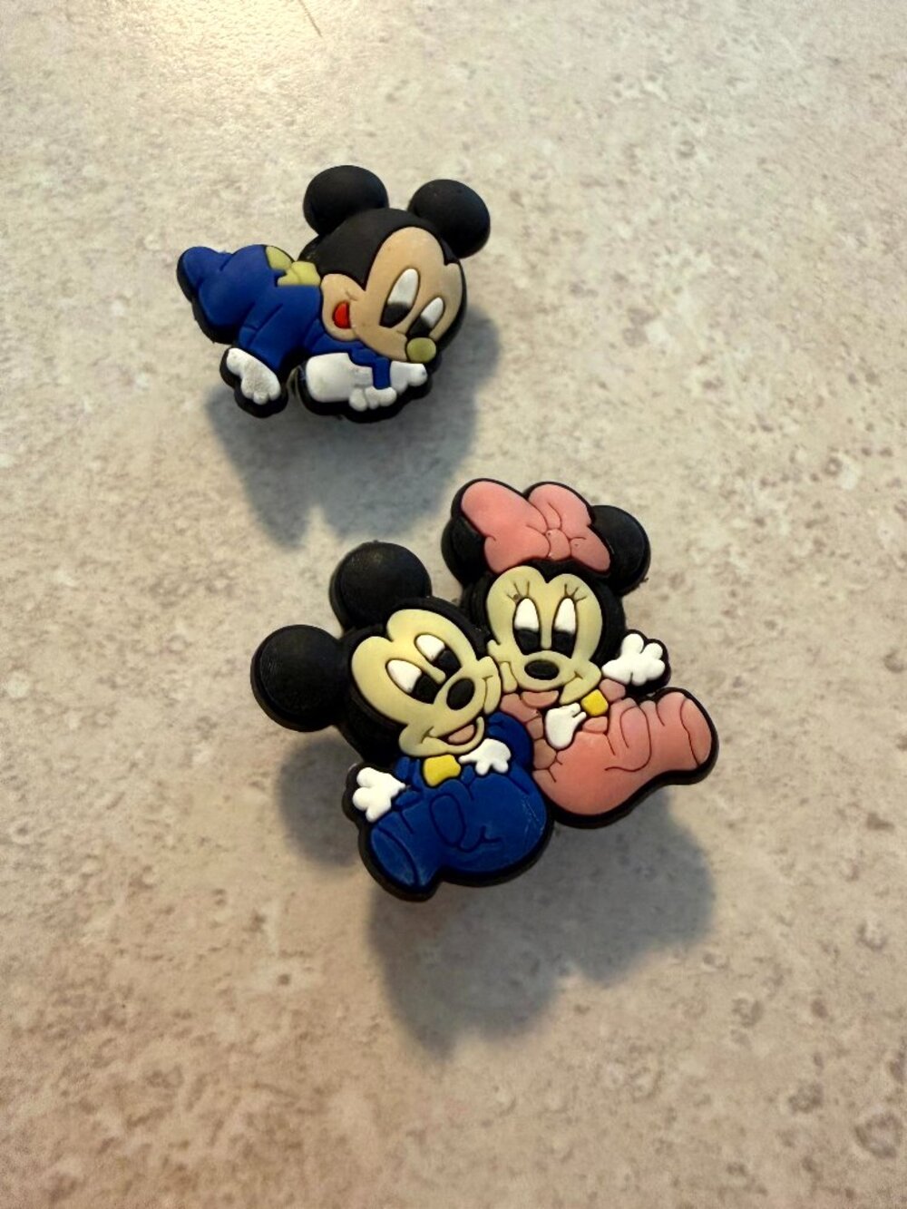 Baby Mickey and Minnie mouse Croc shoe charms, Lot of 2